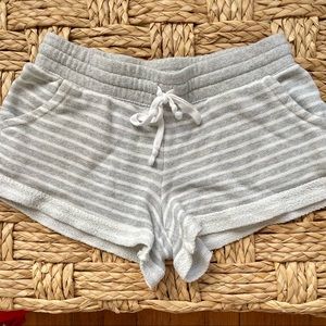 Cute GAP Towel Lounge Shorts Gray & White Stripe